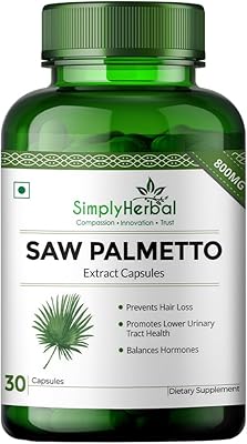 Capsules de complément alimentaire simply herbal avec extrait de palmier nain biologique 800
