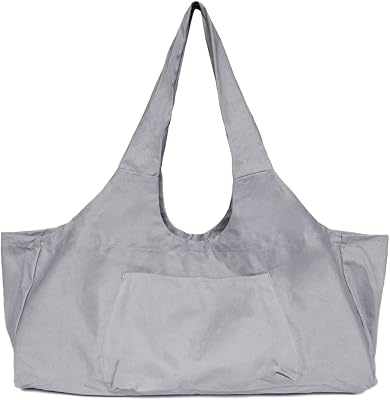 Sac de transport pour tapis de yoga en tissu avec poches multifonctions (gris)