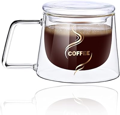 Tasses à café en verre à double paroi, tasse à café transparente, tasse