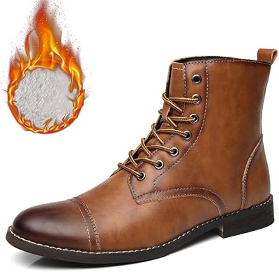 Hommes mode bottines en cuir marron zapatos hombre plume automne hiver cowboys chaussures