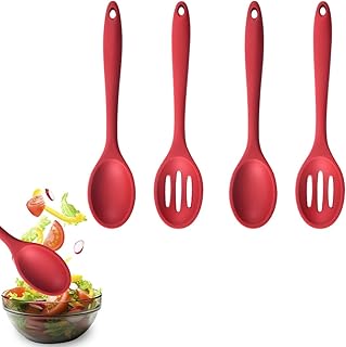 Ensemble de 4 grandes spatules de cuisson en silicone cuillères solides et à