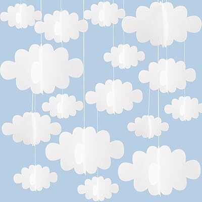 16 pièces décorations suspendues de plafond de nuage 3d, décoration murale de nuage