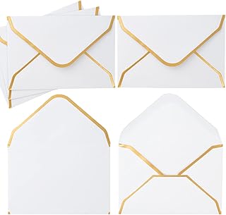 100 mini enveloppes colorées pour cartes-cadeaux en forme de v avec bords dorés