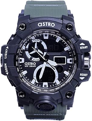 Montre analogique-numérique astro à cadran noir pour homme - a20808-pphb, gris chiné, bracelet
