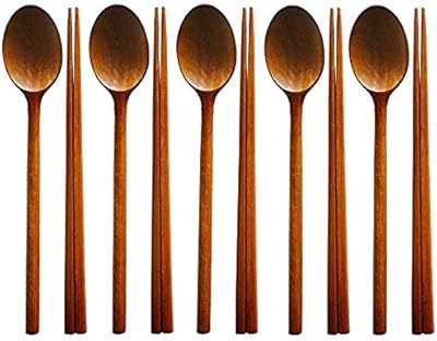 Vaisselle coréenne en bois de jujubier faite à la main, combinaison d'ustensiles, 5
