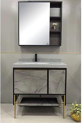 B bagno rock plate cabinet comptoir 60cm avec lavabo et miroir led cb06