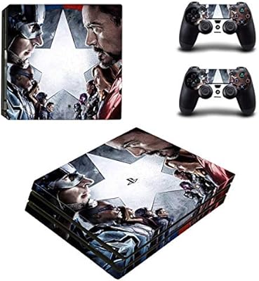Autocollant en vinyle captain america vs ironman playstation 4 pro pour console