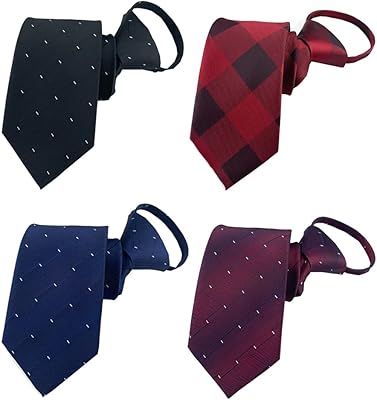 Adulove ensemble de cravates à fermeture éclair pour hommes, cravate classique à fermeture