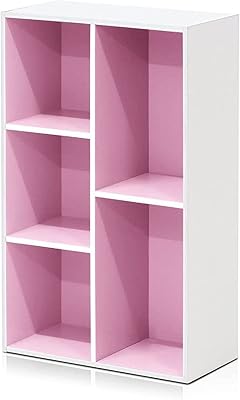 Étagère ouverte double face frono de 5 cubes, blanc/rose 11069wh/pi
