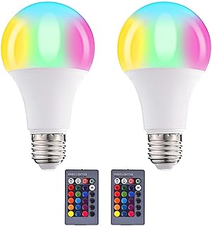 2 ampoules led à couleur changeante de 10 w avec télécommande intelligente, culot vissé e27 rvb et ampoule blanche réglable à intensité variable de 16 couleurs. Des économies garanties sur chaque commande avec Diaytar