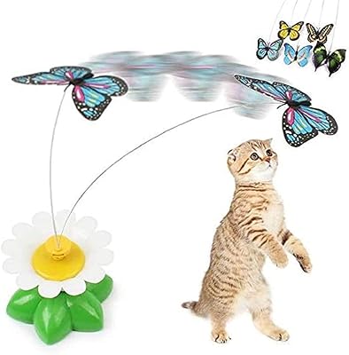 Jouet à gratter électrique rotatif pour chat, papillon coloré amusant, 8 x 5,5