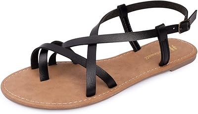 Sandales plates de pêcheur gladiateur pour femmes, sandales à bride à la cheville