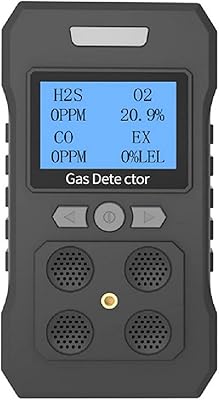 Détecteur de gaz rechargeable portable hawkesight, détecteur multi-gaz h2s o2 co et lel
