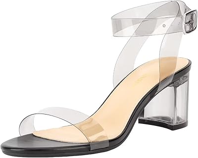 Sandales épaisses transparentes à talons bas pour femmes, bout ouvert de 2 pouces
