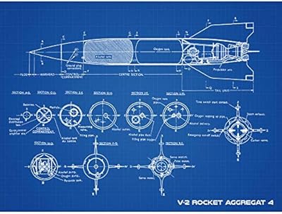 V-2 rocket aggregat 4 plan de missile balistique plan d'art imprimé sur toile