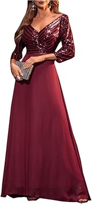 Robe de soirée sexy à manches longues pour femmes vintage élégante col