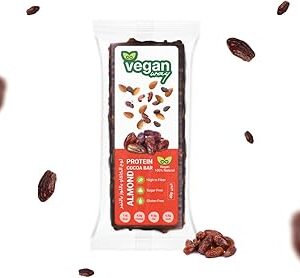 Barres protéinées de lactosérum végétaliennes avec dattes, amandes et cacao | protéines 4,6 g, sucre 1,4 g, fibres 3,6 g | végétalien | protéines végétales | snack-bar sans gluten | 1 x 40 g. Diaytar : Votre allié pour des achats malins et économiques