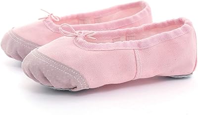 Chaussures de danse de ballet lyrique en toile rose fabriquées en cuir véritable
