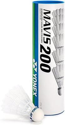 Raquette de badminton yonex mavis 200 slow shape, 6 pièces, blanche