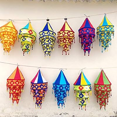 Handicraftofpinkcity 10 pièces abat-jour suspendu en mélange de coton décor de mariage