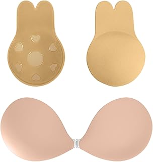 Soutien-gorge adhésif réutilisable sans bretelles, dos nu, invisible, push-up, en silicone, avec oreilles