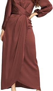 Robe longue élégante pinopart pour femme avec taille haute et manches longues en satin. Diaytar Sénégal : Achetez plus, dépensez moins