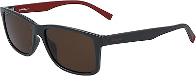 Lunettes de soleil rectangulaires avec logo sf classic pour hommes - gris foncé/rouge
