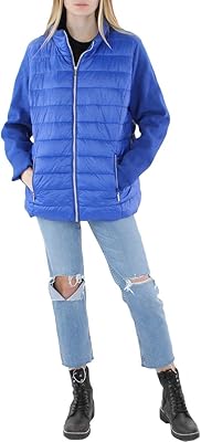 Doudoune courte chaude pour femme bleu m kea m