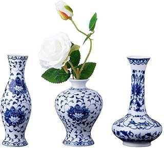Ensemble de 3 petits vases en porcelaine bleue et blanche ensemble