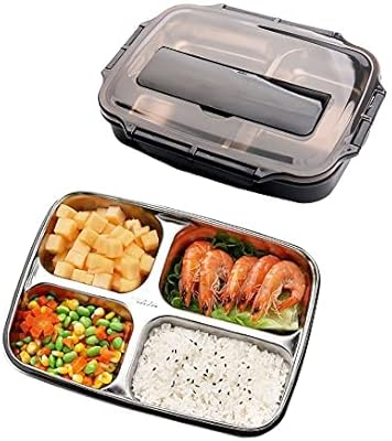 Boîte à lunch auretti en acier inoxydable avec 4 compartiments divisés étanches