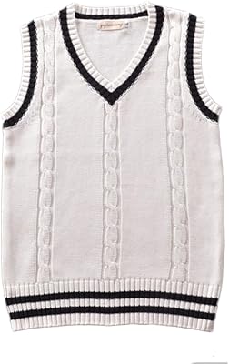 Hommes femmes coton tricoté col v sans manches pull école gilet