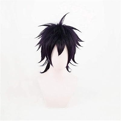 Bonnets de cheveux pour femmes anime jojo's bizarre adventure ghirga narancia cosplay perruque courte mélange noir violet cheveux synthétiques pour fête costumée d'halloween. Diaytar : Vivez l'expérience du shopping malin