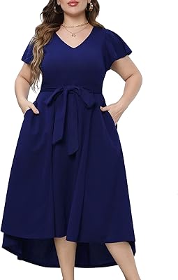 Robe longue semi-formelle longue grande taille pour femme avec poches pour invités