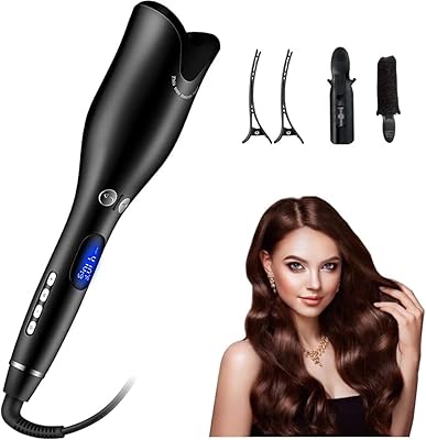Bigoudi automatique baguette à friser les cheveux portable avec écran ionique en céramique