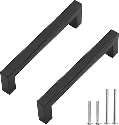 Poignées d'armoire noires mates pour armoire boutons de tiroir carrés