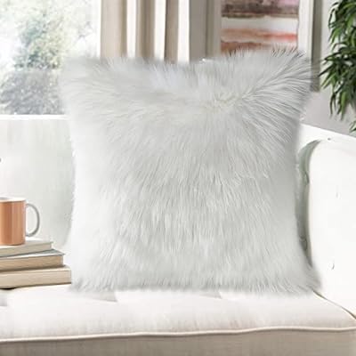 Home coussin de luxe en fausse polaire douce, taie d'oreiller décorative, sans coussin, 18" x 18" (blanc). Diaytar Sénégal : Le plaisir d'acheter sans se priver