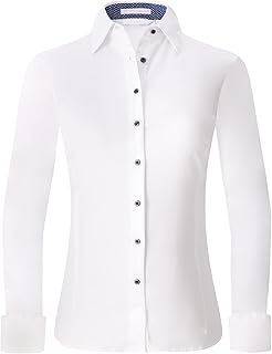 Chemises boutonnées pour femmes chemise de travail à manches longues en coton