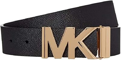 Ceinture réversible en cuir saffiano avec boucle et plaque avec logo mk