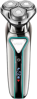 Rasoir professionnel pour hommes vgr v-323 | rasoir électrique sans fil rechargeable ipx6 entièrement étanche à triple tête rotative, durée d'exécution 60 minutes | rasoir électrique pour hommes. Diaytar : Qualité professionnelle, prix grand public