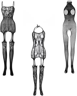 3 pièces lingerie en maille noire pour femmes bas en dentelle vêtements