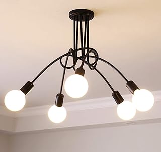 Lustre spoutnik moderne janed en laiton poli avec 5 ampoules accessoire d'éclairage