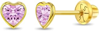 Boucles d'oreilles à vis en forme de cœur en or jaune 14 carats avec zircone cubique de 4 mm pour bébés filles et petites filles - boucles d'oreilles mignonnes en forme de cœur pour enfants avec fermeture à vis pour enfants. Diaytar Sénégal : Diversité produits, unité de prix bas