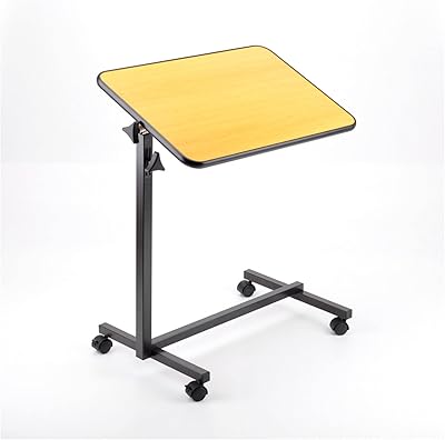 Table de lit sur roulettes rehamo bedsi à hauteur réglable, marron noyer
