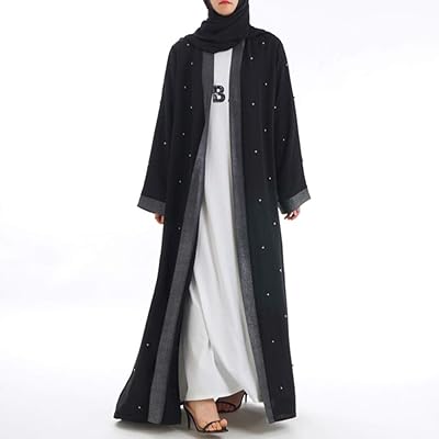 Abaya ouverte noire, abaya turque islamique de dubaï, caftan kimono pour femme, caftan