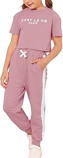 Ensemble de vêtements deux pièces pour fille composé d'un crop top, d'un pantalon