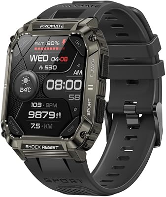 Montre intelligente promate, tracker d'activité bluetooth 5.1 robuste avec écran tft de 1,97