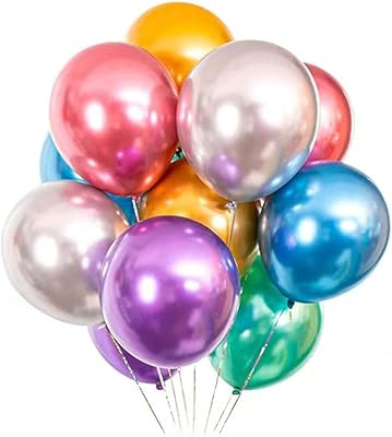 50pcs ballons en latex de couleurs assorties de 10 pouces, ballons métalliques chromés