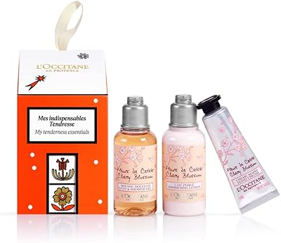 Coffret cadeau 3 pièces l'occitane fleurs de cerisier comprenant un gel douche aux