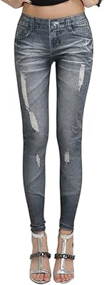 Jean skinny imprimé jeggings slip-on pour femme s m l (l)