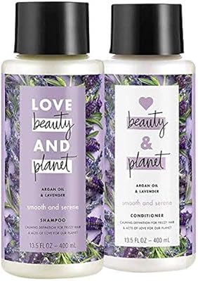 Coffret shampoing et après-shampooing love beauty and planet smooth & seren, à l'huile